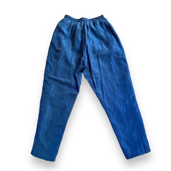 Womens Vintage 90s Beautex 100% Silk Blue Track Windbreaker Pants Size Medium - Picture 11 of 16